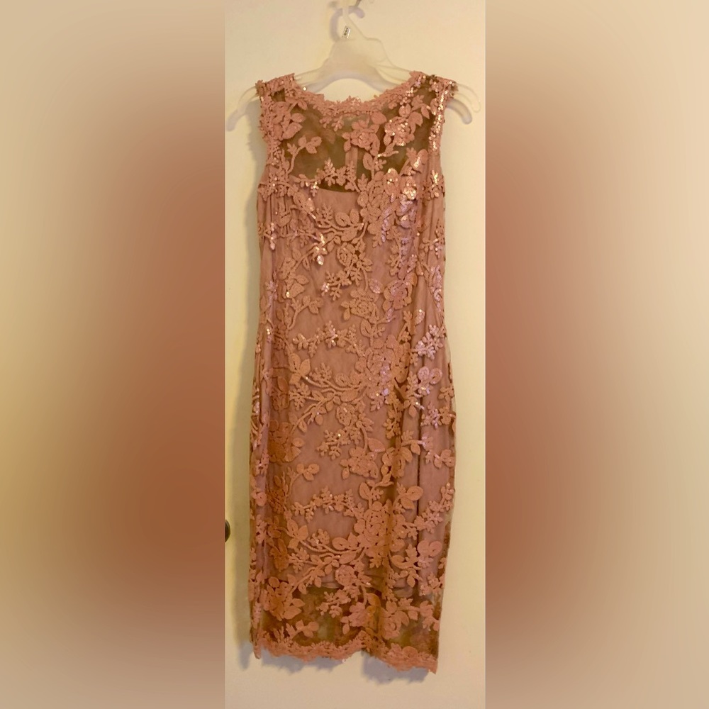 Elegant floral beading pink dress color size 4